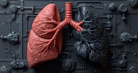 Lung Anatomy: A 3D Visualization of the Pulmonary System Generative AI - obrazy, fototapety, plakaty
