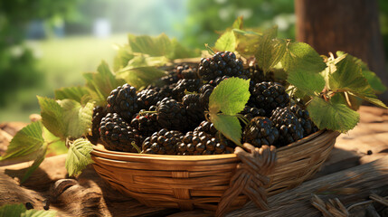 Pile of organic mulberries. AI generated image.