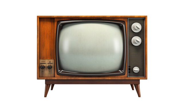 Vintage, retro old television isolated on white background. The old TV on the isolated white background