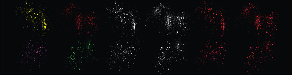 Set of grunge blots yellow, wheat, purple, red, white, green color vector brush stroke splatter background vector illustration