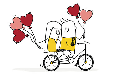 Couple in love rides a bicycle