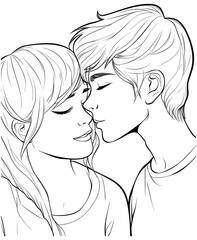 Girlfriend kissing boyfriend coloring pages