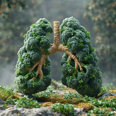Air-Purifying Broccoli: A Clean Breath for the Month of April Generative AI - obrazy, fototapety, plakaty