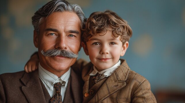 Father and son bonding moment captured in time-lapse photography Generative AI