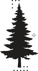 Pine tree silhouettes. Evergreen forest firs and spruces black shapes, wild nature trees templates. Vector illustration woodland trees set on white background