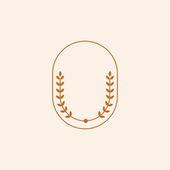 Hand Drawn Gold Colored Flower Wreath. Floral Vector Design Element for Birthday, New Year, Christmas Card, Wedding Invitation.