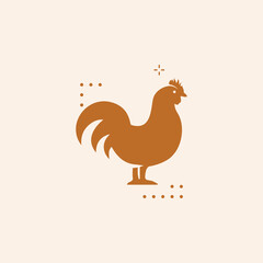 Hen, chicken. Vintage logo, retro print, poster for Butchery meat shop, hen silhouette. Logo template for meat business, meat shop.
