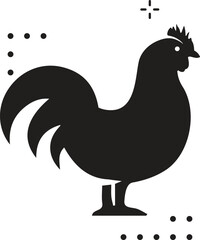 Hen, chicken. Vintage logo, retro print, poster for Butchery meat shop, hen silhouette. Logo template for meat business, meat shop.