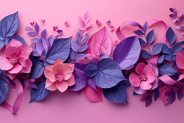 Pink and Purple Leaves: A Monthly Celebration of Spring's Freshness Generative AI