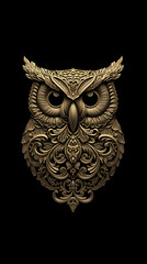 A vintage-inspired logo of a regal owl