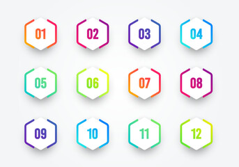 Colorful Hexagon Bullet Points For Infographics