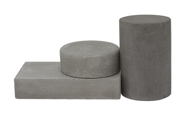Concrete template podium pedestal for show cosmetic or skin care products display on transparent background ,png file