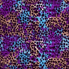 Bold Leopard Print with Vibrant Blue Accents. Classic leopard print pattern with vivid blue and purple accents.