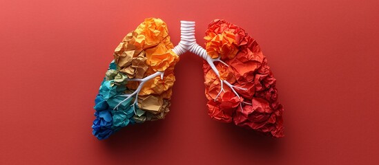 Colorful Lungs with Paper Flowers: A Creative and Eco-Friendly Artwork for Monthly Events and Trendy Decorations Generative AI