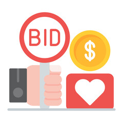 Charity Auction icon vector image. Can be used for Auction House.