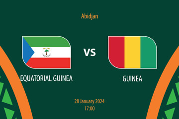 Equatorial Guinea vs Guinea soccer scoreboard broadcast template for africa 2023 - obrazy, fototapety, plakaty