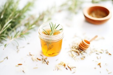 herbal iced tea with floating rosemary sprigs