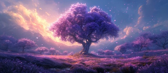Purple Blossoms in a Tree: A Magical Moment in Time for the Month of April Generative AI