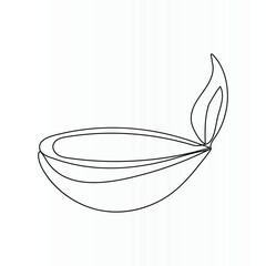 Continuous single line art drawing of candle light design and one line outline vector art illustration	