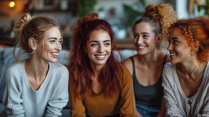 Smiling Women in Orange and Yellow Generative AI