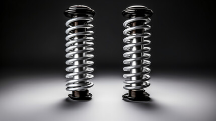 Two steel springs of a car shock absorber