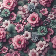 Romantic Bloom: Texture of Many Pink Flowers