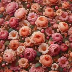 Obraz na płótnie Canvas Romantic Bloom: Texture of Many Pink Flowers