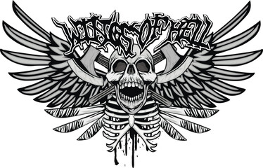 Gothic sign with skull, grunge vintage design t shirts