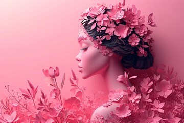 Pink Flower Power: A Flower-Crowned Woman Embraces the Monthly Vibe Generative AI