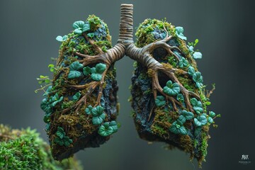 April Showers Bring May Flowers: A Lush, Green, and Fresh Take on the Human Lung Generative AI - obrazy, fototapety, plakaty