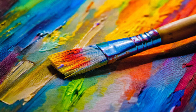 Canvas, paint, oil, brush, colorful, close-up