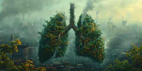 Lung Tree - A creative title that combines the concept of lungs with the idea of a tree, reflecting the image's content and optimizing visibility on Adobe Stock. Generative AI - obrazy, fototapety, plakaty