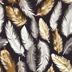 Silver Gold Feathers Seamless Pattern