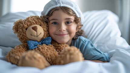 Smiling Girl with Teddy Bear: A Cute and Cozy Moment for the Month of Love Generative AI