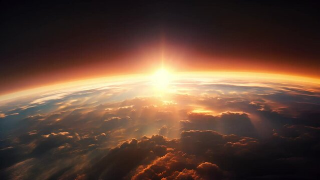 View of the Earth from space during sunrise