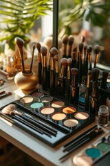 Different decorative cosmetics on makeup table