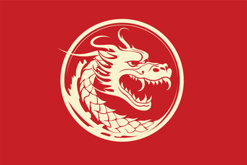 Chinese dragon symbol red background 