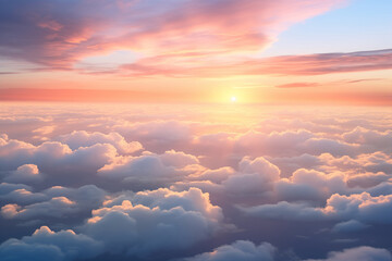 Clouds over sea in sunset colors