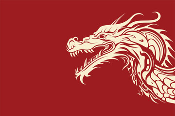 Chinese dragon symbol red background 