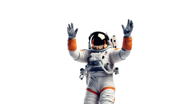Astronaut floating in space isolated on white background. (Elements of this image furnished by NASA)