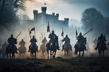 Dark medieval battle scene