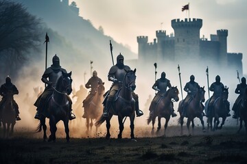 Dark medieval battle scene