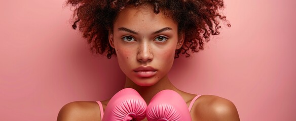 Pink Boxing Gloves and Red Hair: A Catchy and Optimized Adobe Stock Image Title Generative AI - obrazy, fototapety, plakaty