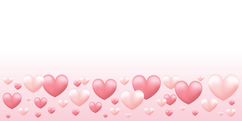 Pink hearts frame .Valentine and love concept background. Vector Illustration.