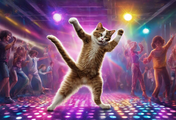 a disco and dancing cat