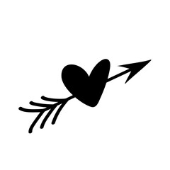 Heart pierced with arrow silhouette