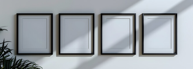 Black frames on white wall in modern room