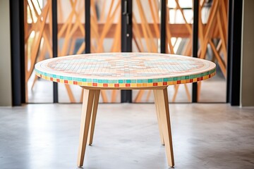 mosaic table with intricate geometric patterns