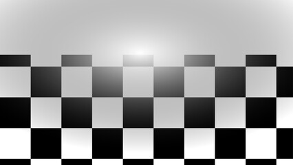 horizontal black and white checked sport or racing flag for pattern background design. vector illustration, banner, seamless, chessboard,