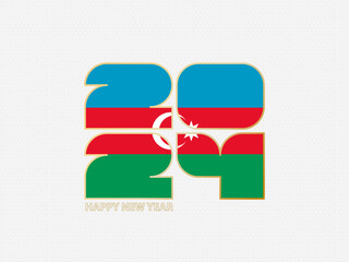 Abstract numbers 2024 with flag of Azerbaijan.
